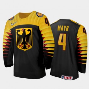 Men's Germany 2021 IIHF U18 World Championship Sandro Mayr #4 Away Black Jersey