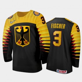 Men's Germany 2021 IIHF U18 World Championship Sten Fischer #3 Away Black Jersey