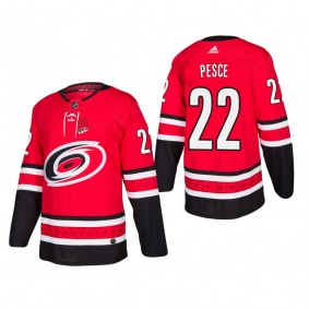 Men's Carolina Hurricanes Brett Pesce #22 Home Red Authentic Player Cheap Jersey