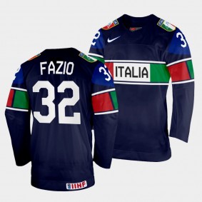 Justin Fazio 2022 IIHF World Championship Italy Hockey #32 Navy Jersey Away