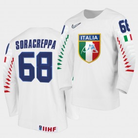 Sebastiano Soracreppa Italy Team 2021 IIHF World Championship Home White Jersey