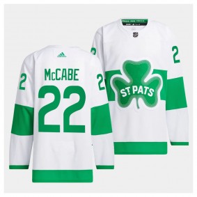 Toronto Maple Leafs 2024 St. Patricks Alternate Jake McCabe #22 White Primegreen Authentic Jersey Men's