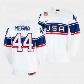 USA 2022 IIHF World Championship Jaycob Megna #44 White Jersey Home