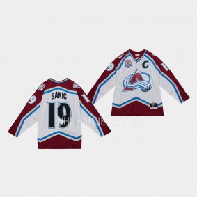 Joe Sakic Colorado Avalanche Blue Line 2000 Throwback White #19 Jersey Mitchell Ness