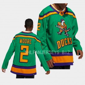 Mighty Ducks John Moore Anaheim Ducks Green #2 Authentic Jersey