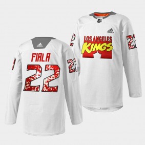 Kevin Fiala Kings #22 Marvel Super Hero Jersey White Warmup