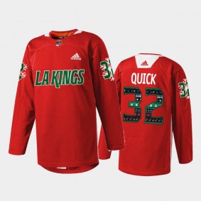 Jonathan Quick Los Angeles Kings Holiday Sweater Jersey Red
