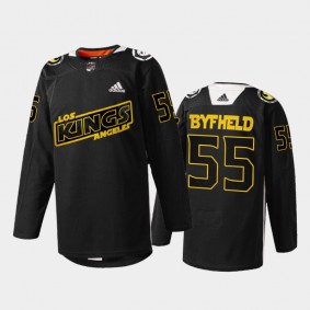 Quinton Byfield Los Angeles Kings Star Wars Night Jersey Black #55 Warmup