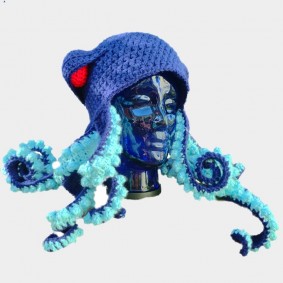 Seattle Kraken Tentacle Christmas Ugly Cuffed Pom Blue Knit Hat