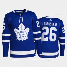 Toronto Maple Leafs 2022 Home Jersey Ilya Lyubushkin Blue #26 Authentic Primegreen Uniform