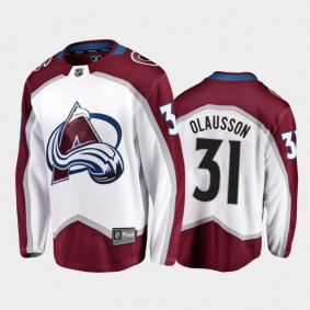 Men Colorado Avalanche Oskar Olausson #31 Away White 2021 NHL Draft Jersey