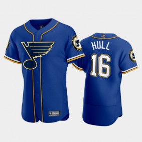 Men's Blues Brett Hull #16 2020 NHL X MLB Crossover Royal Jersey