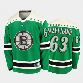 Men's Boston Bruins Brad Marchand #63 2021 St. Patrick's Day Green Jersey