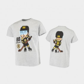 Bruins David Pastrnak #88 Pixel Player Gray T-Shirt