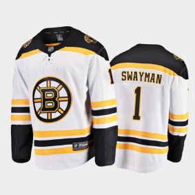 Boston Bruins #1 Jeremy Swayman Away White 2021 Player Jersey