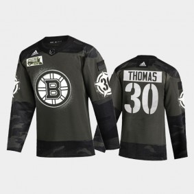 Men's Boston Bruins Tim Thomas #30 2021 Military Appreciation Night Camo Jersey