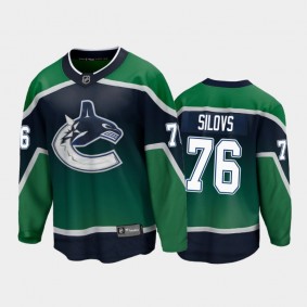 Men's Vancouver Canucks Arturs Silovs #76 Reverse Retro Green 2021 Jersey