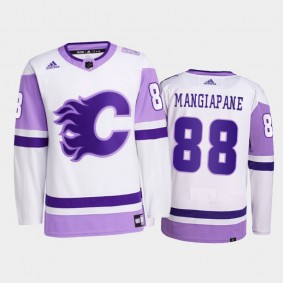Andrew Mangiapane #88 Calgary Flames 2021 HockeyFightsCancer White Primegreen Jersey