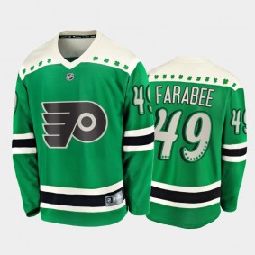 Men's Philadelphia Flyers Joel Farabee #49 2021 St. Patrick's Day Green Jersey