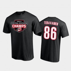 Men's Carolina Hurricanes Teuvo Teravainen #86 2021 Central Division Champions Black T-Shirt