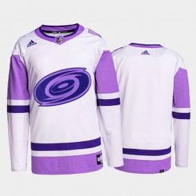 HockeyFightsCancer Jersey Carolina Hurricanes White Purple Primegreen Authentic