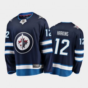 Men's Winnipeg Jets Jansen Harkins #12 Home Navy 2020-21 Breakaway Player Jersey