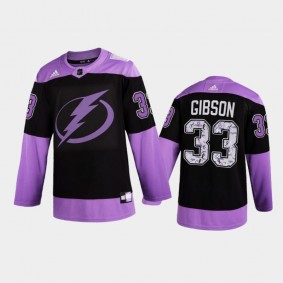 Men Tampa Bay Lightning Christopher Gibson #33 2021 Hockey Fights Cancer Night Purple Jersey