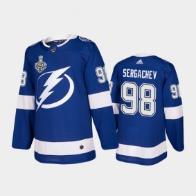 Tampa Bay Lightning Mikhail Sergachev #98 2020 Stanley Cup Final Blue Authentic Patch Jersey