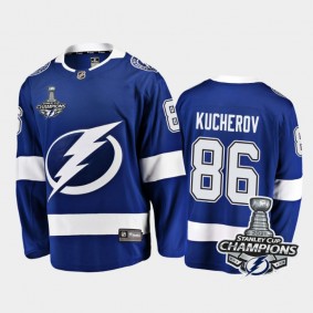 Tampa Bay Lightning #86 Nikita Kucherov 2021 Stanley Cup Champions Blue Home Jersey