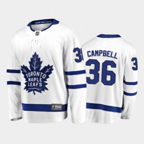 Men's Toronto Maple Leafs Jack Campbell #36 Away White 2021 Jersey