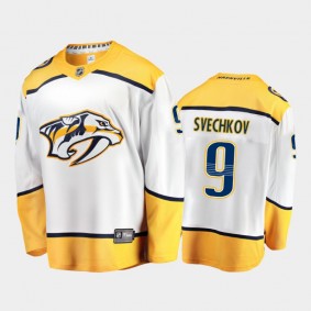 Men Nashville Predators Fedor Svechkov #9 Away White 2021 NHL Draft Jersey