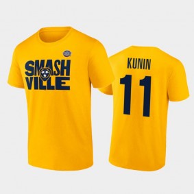 Men Nashville Predators Luke Kunin #11 2022 Stadium Series Gold T-Shirt
