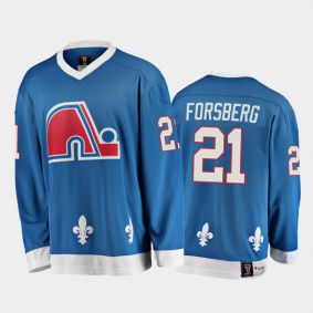 Peter Forsberg #21 Quebec Nordiques Heritage Vintage Blue 25th Season Jersey