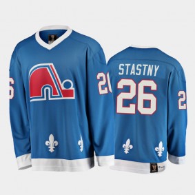 Peter Stastny #26 Quebec Nordiques Heritage Vintage Blue 25th Season Jersey