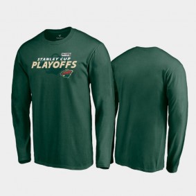 Men's Minnesota Wild 2021 Stanley Cup Playoffs Turnover Long Sleeve Green T-Shirt