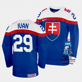 Slovakia 2023 IIHF World Championship Michal Ivan #29 Blue Jersey Away