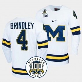 Michigan Wolverines Gavin Brindley 100th Anniversary White Hockey Jersey