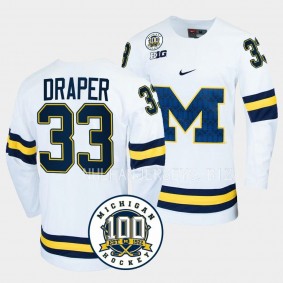 Michigan Wolverines Kienan Draper 100th Anniversary White Hockey Jersey