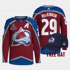 2022 Central Division Champions Nathan MacKinnon Colorado Avalanche Authentic #29 Burgundy Jersey