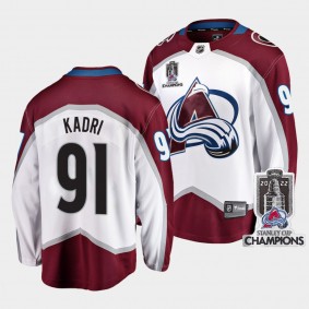 2022 Stanley Cup Champions Colorado Avalanche 91 Nazem Kadri White Jersey Away