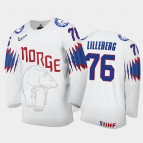 Men's Norway 2021 IIHF World Championship Emil Lilleberg #76 Home White Jersey