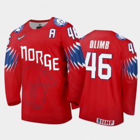 Men's Norway 2021 IIHF World Championship Mathis Olimb #46 Limited Red Jersey