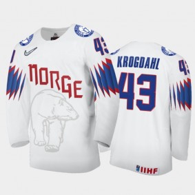 Men's Norway 2021 IIHF World Championship Max Krogdahl #43 Home White Jersey