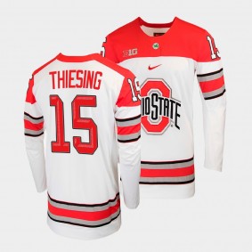 Cam Thiesing Ohio State Buckeyes College Hockey White Jersey 15