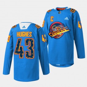 Vancouver Canucks 2023 Diwali Night Quinn Hughes #43 Blue Jersey Special Edition