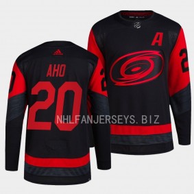 Sebastian Aho Carolina Hurricanes 2023 NHL Stadium Series Black #20 Primegreen Authentic Jersey Men's