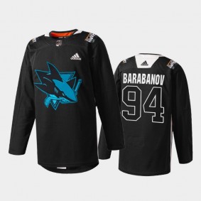 San Jose Sharks Alexander Barabanov #94 Black History Month Jersey Black Warmup