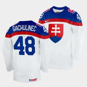 Slovakia Hockey #48 Daniel Gachulinec 2022 IIHF World Championship White Jersey Home