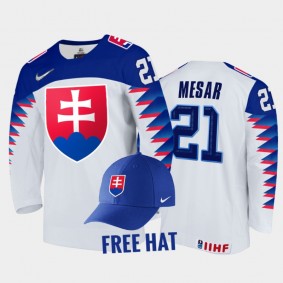 Filip Mesar Slovakia Hockey White Free Hat Jersey 2022 IIHF World Junior Championship