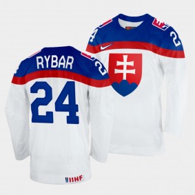 Slovakia Hockey #24 Patrik Rybar 2022 IIHF World Championship White Jersey Home